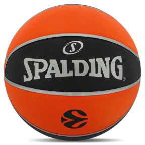 Мяч баскетбольный резиновый SPALDING TF 150 EURO TURK 84506Z размер 7 черный-оранжевый