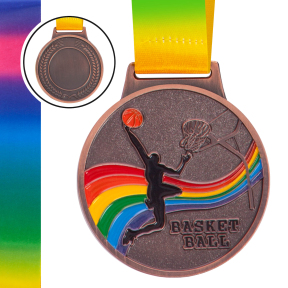 Медаль спортивна зі стрічкою кольорова SP-Sport Баскетбол C-0340 золото, срібло, бронза
