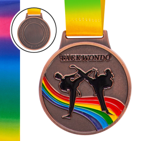 Медаль спортивная с лентой цветная SP-Sport Тхэквондо C-0345 золото, серебро, бронза