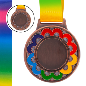 Заготовка медали с лентой цветная SP-Sport C-0347 6,5см золото, серебро, бронза