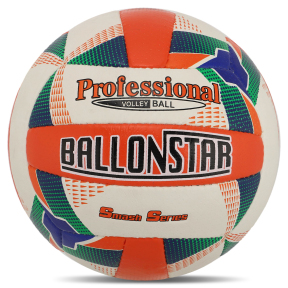 М'яч волейбольний BALLONSTAR VB-8857 №5 PU білий-оранжевий-синій