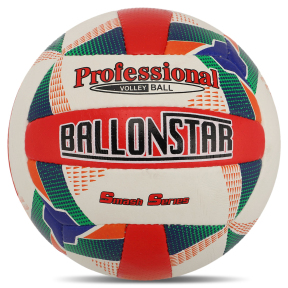 Мяч волейбольный BALLONSTAR VB-8858 №5 PU белый-оранжевый-синий