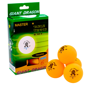Набір м'ячів для настільного тенісу GIANT DRAGON MASTER 1* MT-5693 6 шт помаранчевий