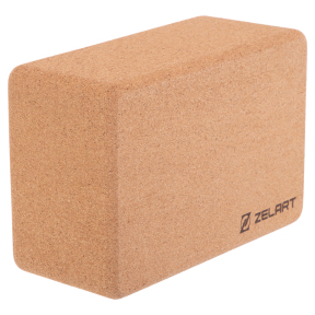 Блок для йоги пробковий Zelart FI-7850-4 світло-коричневий