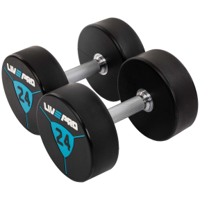 Гантелі цільні професійні з поліуретановим покриттям LiveUp LP8000-24 2шт по 24кг чорний-синій