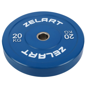 Блини (диски) бамперні для кросфіту гумові d-52мм Zelart TA-7797-20 20кг синій