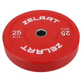 Блини (диски) бамперні для кросфіту гумові d-52мм Zelart TA-7797-25 25кг червоний