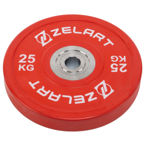 Блини (диски) бамперні для кросфіту гумові d-52мм Zelart TA-7798-25 25кг червоний