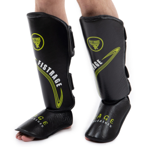 Захист гомілки та стопи Муай Тай, ММА, Кікбоксинг шкіряний FISTRAGE VL-8496 S-XL кольори в асортименті