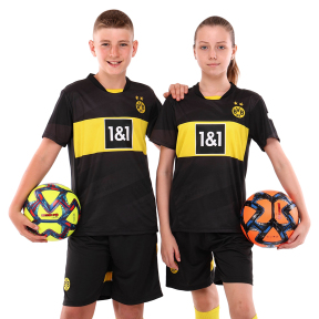 Форма футбольна дитяча із символікою футбольного клубу BORUSSIA DORTMUND гостьова 2025 SP-Sport CO-4749 20-28 чорний-жовтий