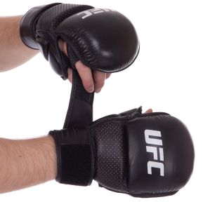 Рукавиці для змішаних єдиноборств шкіряні UFC PRO MMA Combat UCK-75195 L-XL чорний