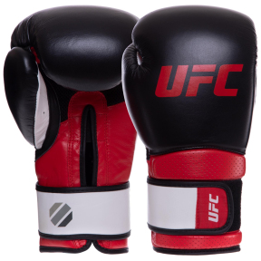 Перчатки боксерские кожаные UFC PRO Training UHK-69991 16унций красный-черный
