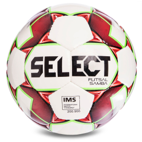 М'яч для футзалу SELECT FUTSAL SAMBA IMS NEW Z-SAMBA-WR №4 білий-червоний-салатовий