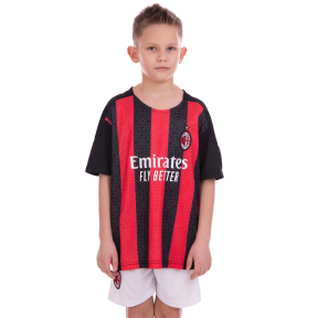 Форма футбольна дитяча з символікою футбольного клубу AC MILAN домашня 2021 SP-Planeta CO-2454 22-30 чорний-червоний