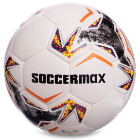 М'яч футбольний SOCCERMAX FIFA FB-2361 №5 PU білий-сірий-помаранчевий