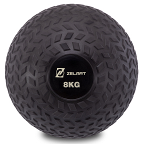 М'яч набивний слембол для кросфіту рифлений Zelart SLAM BALL FI-7474-8 8кг чорний