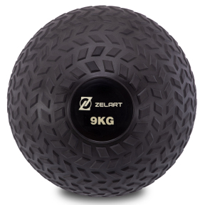 М'яч набивний слембол для кросфіту рифлений Zelart SLAM BALL FI-7474-9 9кг чорний