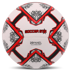 Мяч футбольный гибридная сшивка HYBRID SOCCER STAR FB-4523 №5 PU белый-красный