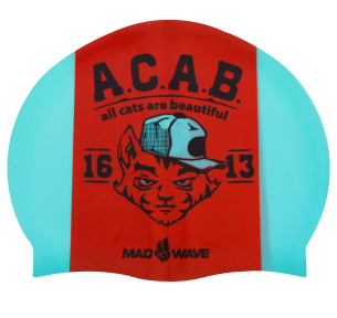 Шапочка для плавання силіконова для дорослих MadWave A.C.A.B. M055823000W бірюзовий-помаранчевий