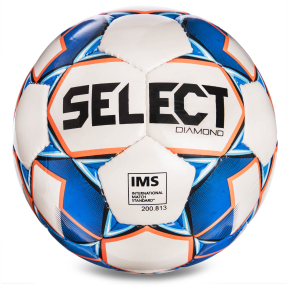 Мяч футбольный SELECT DIAMOND IMS NEW DIAMOND-WB №5 белый-синий-оранжевый