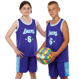 Форма баскетбольная детская NB-Sport NBA LAKERS 6 BA-9970 S-2XL фиолетовый-голубой