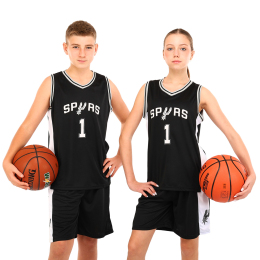 Форма баскетбольна дитяча NBA клуб Spurs 1 BA-9972 S-2XL чорний-білий