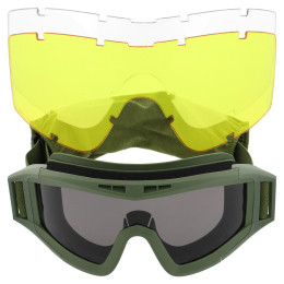 Окуляри захисні маска зі змінними лінзами та чохлом SPOSUNE JY-003-2 оливковий