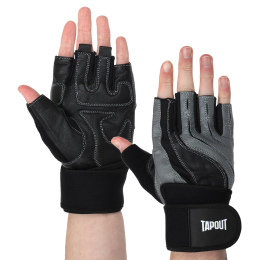 Перчатки для фитнеса и тяжелой атлетики TAPOUT SB168508 M-2XL черный-серый