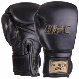 Перчатки боксерские кожаные UFC PRO Prem Hook & Loop UHK-75048 12унций черный