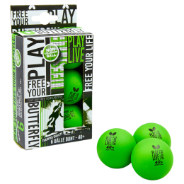 Набор мячей для настольного тенниса BUTTERFLY FREE YOUR LIFESTYLE 40+ 85215 6шт салатовый