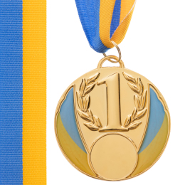 Медаль спортивная с лентой SP-Sport UKRAINE с украинской символикой C-4339 золото, серебро, бронза