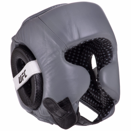 Шлем боксерский в мексиканском стиле кожаный UFC PRO Training UHK-69959 M серебряный-черный