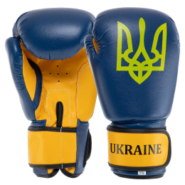 Перчатки боксерские UKRAINE MA-7771 2-16 унций синий-желтый