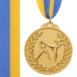 Медаль спортивная с лентой двухцветная SP-Sport Единоборства C-4853 золото, серебро, бронза