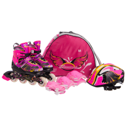 Роликовые коньки раздвижные детские с защитой и шлемом в комплекте Banwei SK-180 170 размер 31-38