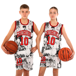 Форма баскетбольная детская NBA клуб Shuhoku 10 BA-6609 S-2XL белый-красный