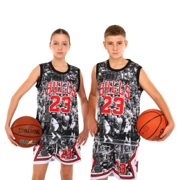 Форма баскетбольна дитяча NBA клуб Chicago Bulls 23 BA-6644 S-2XL чорний-білий