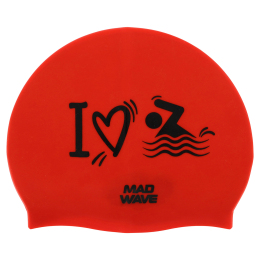 Шапочка для плавания силиконовая для взрослых MadWave LOVE SWIMMIMG M055320 красный