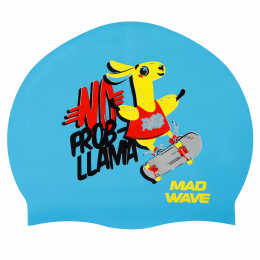 Шапочка для плавання силіконова юніорська MadWave Junior LLAMA M057910 блакитний