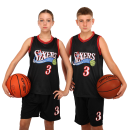 Форма баскетбольна дитяча NBA клуб Sixers 3 BA-6657 S-2XL чорний-червоний