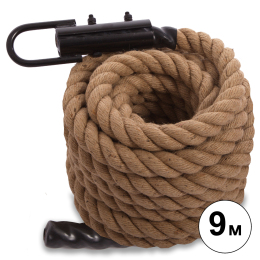 Канат для лазіння із сизалю з кріпленням COMBAT BATTLE ROPE Zelart FI-0909-9 9м коричневий