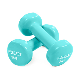 Гантели для фитнеса с виниловым покрытием Zelart Beauty TA-5225-2 2шт 2кг цвета в ассортименте