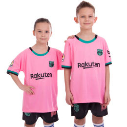 Форма футбольна дитяча з символікою футбольного клубу BARCELONA MESSI 10 резервна 2021 SP-Planeta CO-2466 6-14 років рожевий-чорний