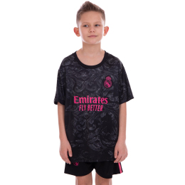 Форма футбольна дитяча з символікою футбольного клубу REAL MADRID резервна 2021 SP-Planeta CO-2480 8-14 років чорний