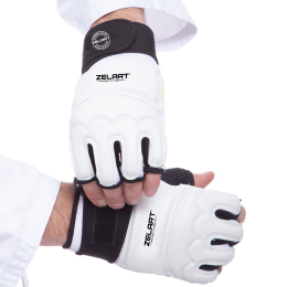 Перчатки для тхэквондо с фиксатором запястья WTF SP-Sport BO-2310-W XS-XL белый