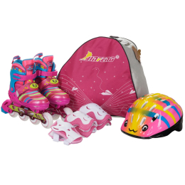 Роликовые коньки раздвижные детские с защитой и шлемом в комплекте JINGFENG 172 размер 31-38