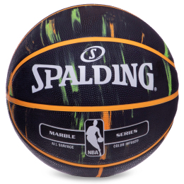 Мяч баскетбольный резиновый SPALDING NBA MARBLE 83882Z №7 черный-желтый