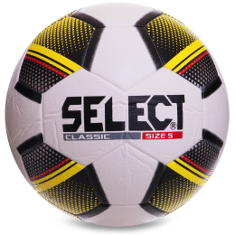Мяч футбольный SELECT Classic FB-0553 №5 PVC клееный белый-черный-желтый