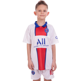 Форма футбольна дитяча з символікою футбольного клубу PSG NEYMAR 10 виїзна 2021 SP-Planeta CO-2509 8-14 років білий-червоний