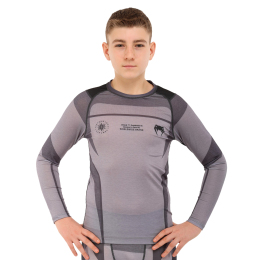 Рашгард лонгслів дитячий VNM 9533B 2XS-L чорний-сірий